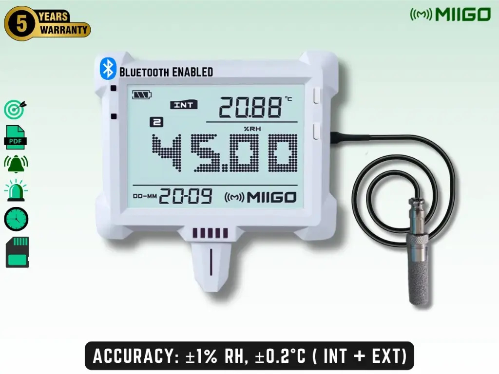 IN-OUT Humidity Temperature Data Logger With Internal And External Sensor -  Bluetooth