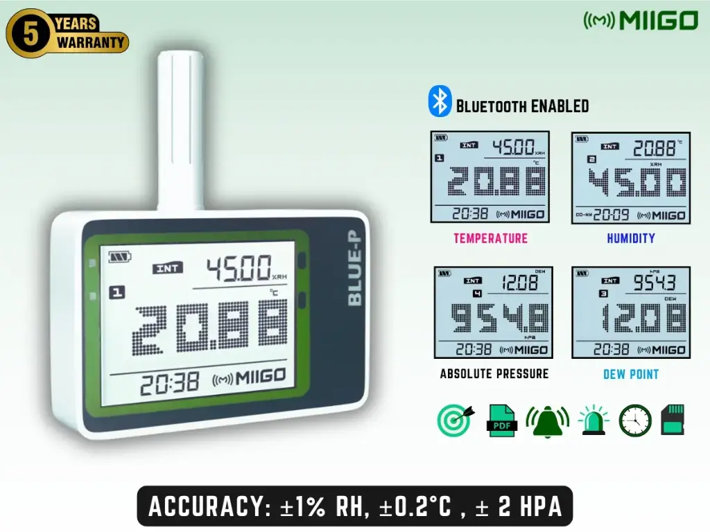 Barometer / Absolute Pressure Humidity Temperature Dew Point Data Logger (BLUETOOTH - LAB MONITOR)