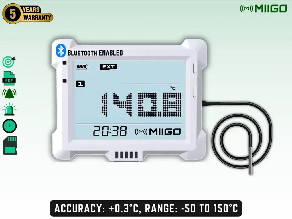 Temperature Data Logger With External Temperature Sensor - Bluetooth