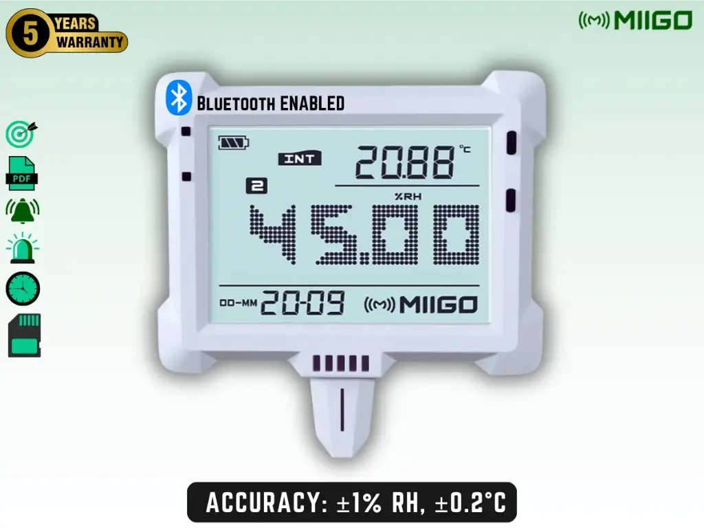 Digital Thermo Hygrometer With Clock - Bluetooth