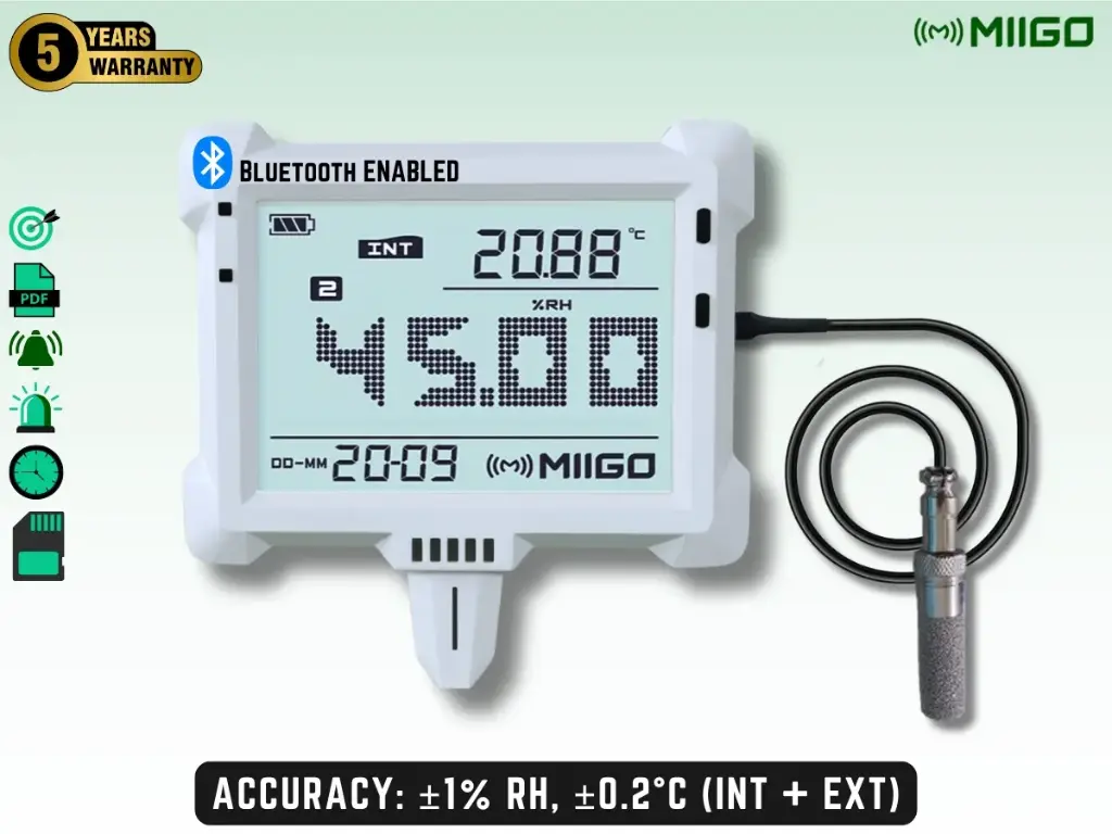 IN-OUT Digital Thermo Hygrometer With Internal And External Sensor - Bluetooth