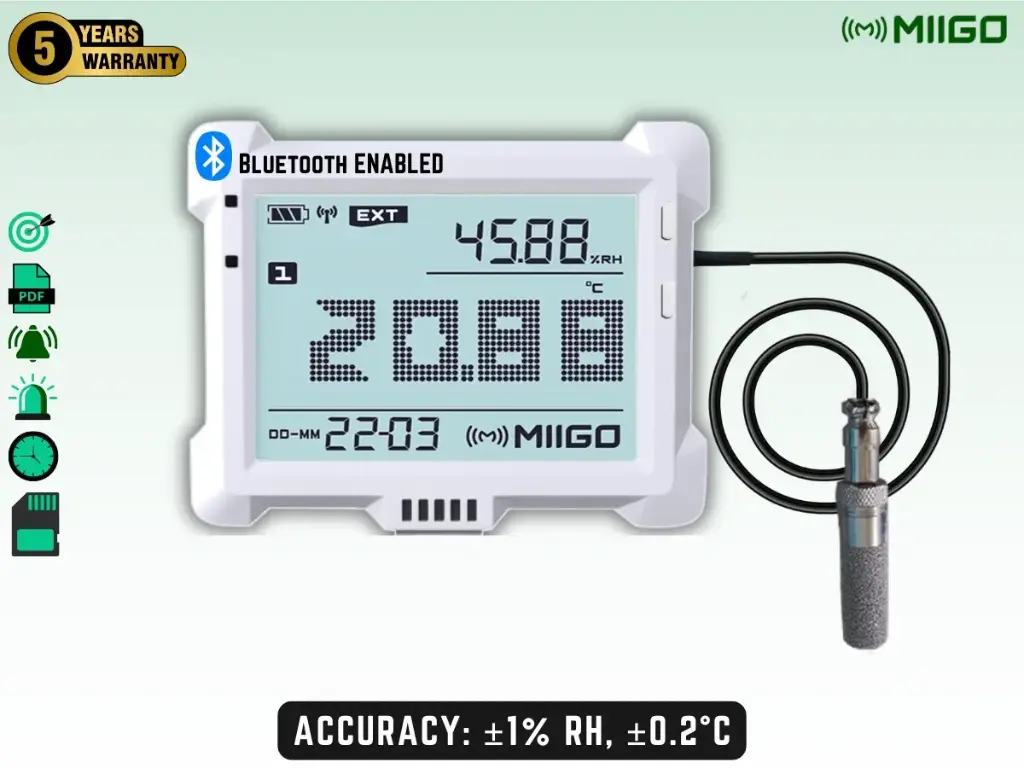 Digital Thermo Hygrometer and Clock With External Sensor - Bluetooth